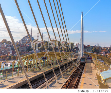 Halic Metro Bridge train platform and the Halic Metro Bridge train platform and the 59713659