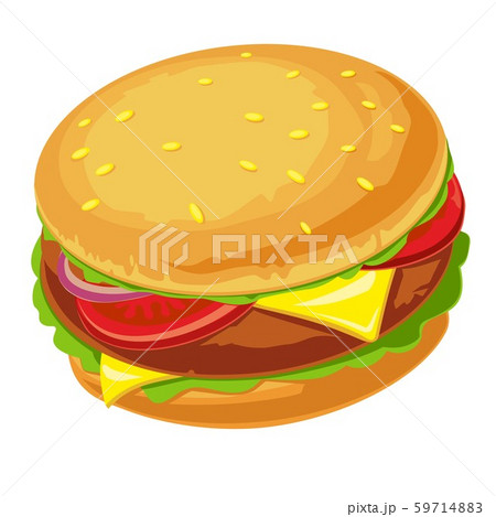 Hamburger with meat, lettuce, cheese, onion and 59714883