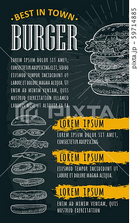 Restaurant or cafe menu burger with text. Vintage Restaurant or cafe menu burger with text. Vintage 59714885