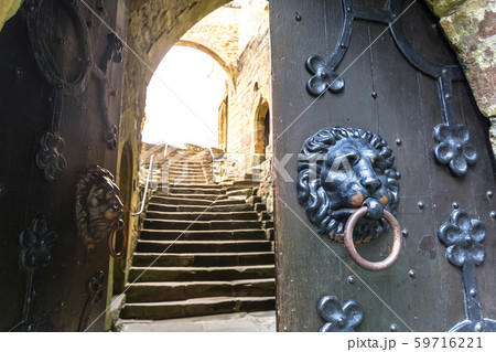 Door with lions, old provincial European town Door with lions, old provincial European town 59716221