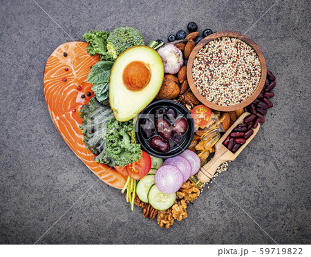 Heart shape of ketogenic low carbs diet concept. Heart shape of ketogenic low carbs diet concept. 59719822