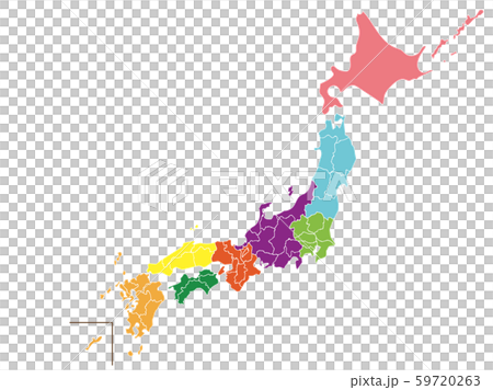 八區劃分日本地圖多彩 59720263