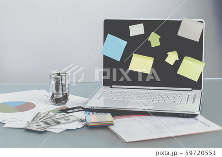 Laptop with stickers. 59720551