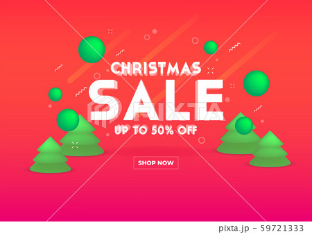 Web banner for Christmas sale. 3D depth and realistic festive objects. 59721333