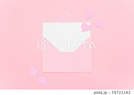 Love Letter. Pink envelope with white blank card 59722162