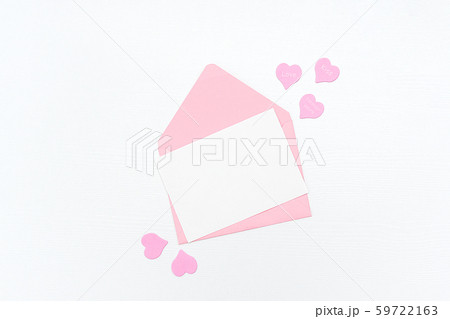 Love Letter. Pink envelope with white blank card 59722163