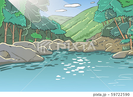 自然 風景 湖のイラスト素材