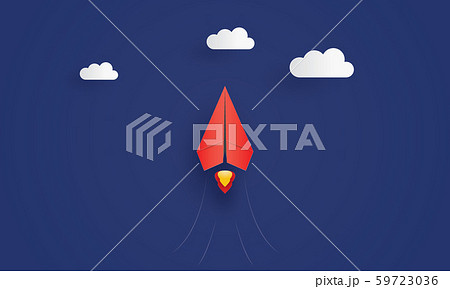 Red paper leader airplane flying in the sky, Concept inspiration business, Paper cut 59723036