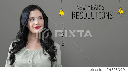 New years resolution with young woman New years resolution with young woman 59723309
