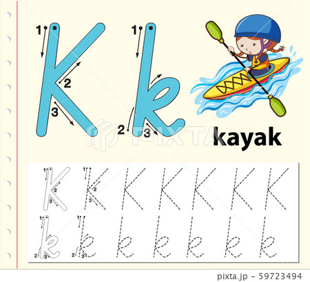 Letter K tracing alphabet worksheets 59723494
