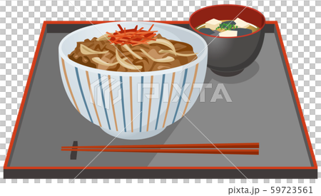 牛丼と味噌汁のイメージイラストのイラスト素材