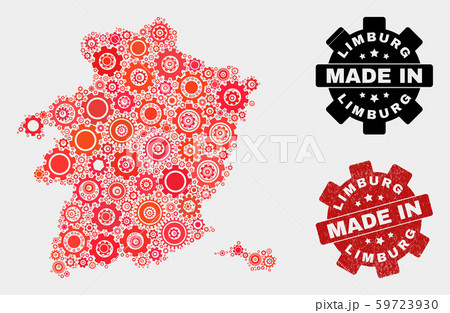 Mosaic Limburg Province Map of Gear Items and Grunge Seal Mosaic Limburg Province Map of Gear Items and Grunge Seal 59723930