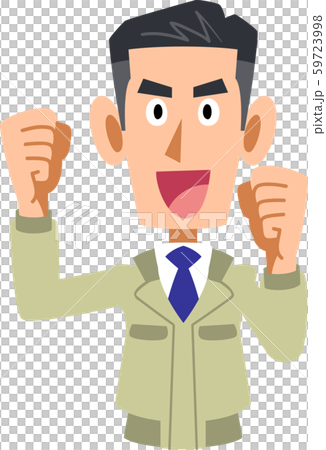 張り切る作業着を着た男性の上半身 張り切る作業着を着た男性の上半身 59723998