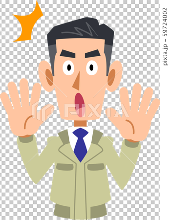 驚く作業着を着た男性の上半身 驚く作業着を着た男性の上半身 59724002