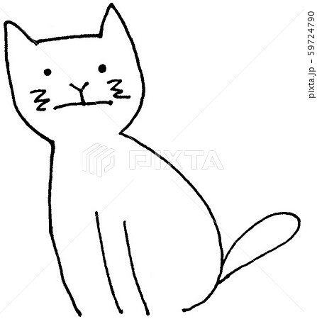 シンプル猫の落書き 手描き アナログイラスト 線画 のイラスト素材