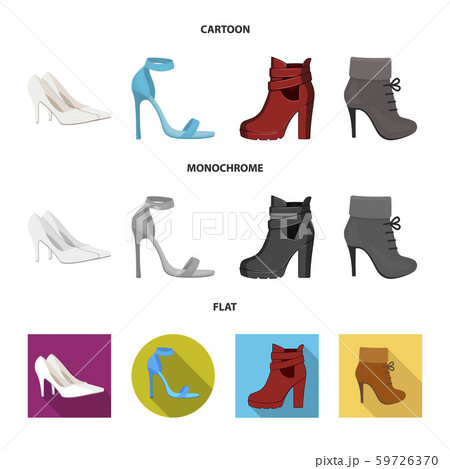 Vector illustration of heel and high logo. Collection of heel and stiletto vector icon for stock. 59726370