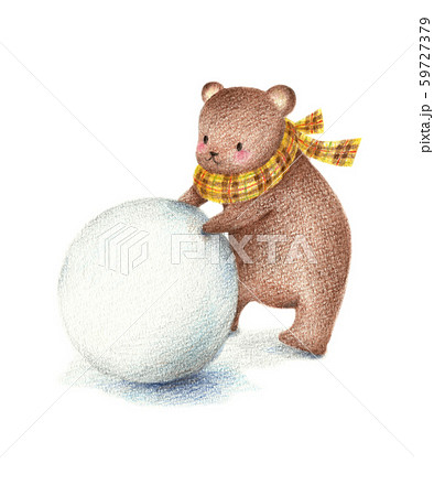 雪だるまを作るくま 59727379