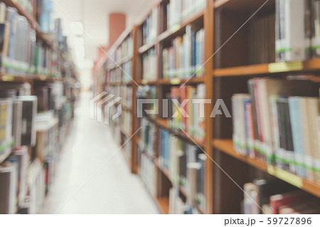 Blur school library or study room with book shelves for education background 59727896