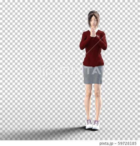 ポーズする女子高生　perming3DCGイラスト素材 59728185