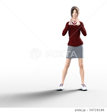 ポーズする女子高生　perming3DCGイラスト素材 59728186