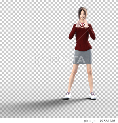 ポーズする女子高生　perming3DCGイラスト素材 59728186
