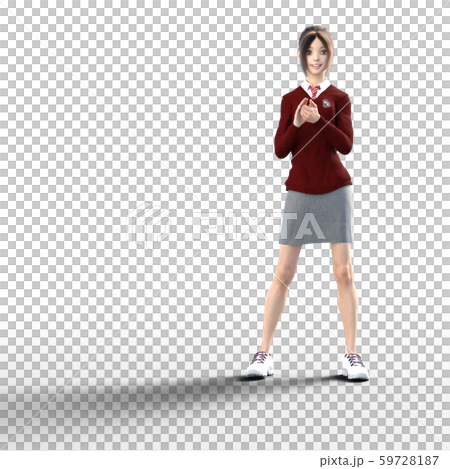 ポーズする女子高生　perming3DCGイラスト素材 59728187