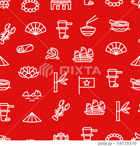 Vietnam Signs Thin Line Seamless Pattern Background. Vector Vietnam Signs Thin Line Seamless Pattern Background. Vector 59728370