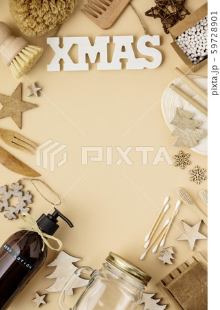 Zero waste, eco friendly Christmas concept, flat lay Zero waste, eco friendly Christmas concept, flat lay 59728901