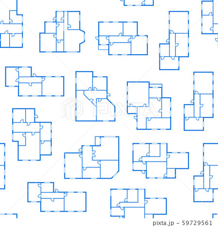 Apartment Plans Thin Line Seamless Pattern Background. Vector 59729561