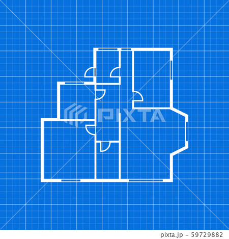 Apartment Plan Thin Line Top View Vectorのイラスト素材