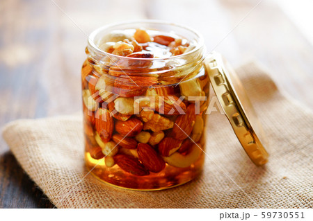 Nuts, Honey and Fig in the Jar Stock Image - Image of juicy, country:  20419043