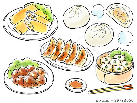 中華料理 食べ物 イラストのイラスト素材 59733656 Pixta