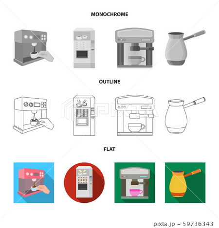 Isolated object of coffee and machine sign. Set of coffee and kitchen stock vector illustration. Isolated object of coffee and machine sign. Set of coffee and kitchen stock vector illustration. 59736343