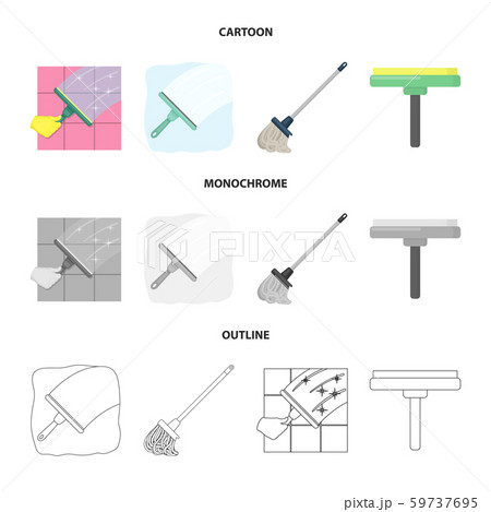 Vector design of mop and broom symbol. Set of mop and cleaner stock symbol for web. Vector design of mop and broom symbol. Set of mop and cleaner stock symbol for web. 59737695