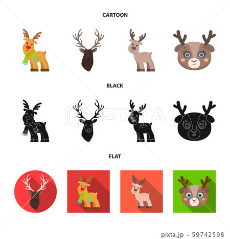 Vector design of elk and head sign. Set of elk and stag vector icon for stock. Vector design of elk and head sign. Set of elk and stag vector icon for stock. 59742598