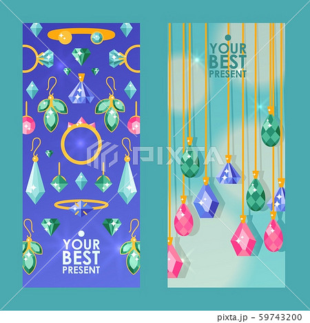 Jewelry store website banners, vector illustration. Sparkling diamonds and jewels with precious Jewelry store website banners, vector illustration. Sparkling diamonds and jewels with precious 59743200