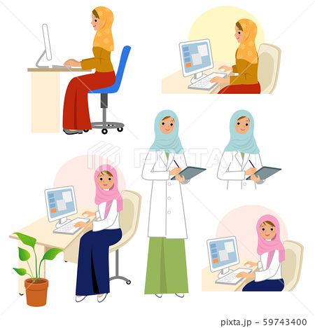 働くアラブ 中東の女性のイラスト素材