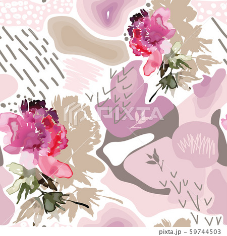 Seamless creative pattern with peony Seamless creative pattern with peony 59744503