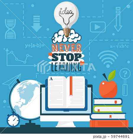 Motivational poster about education, vector illustration. Typography phrase never stop learning 59744691