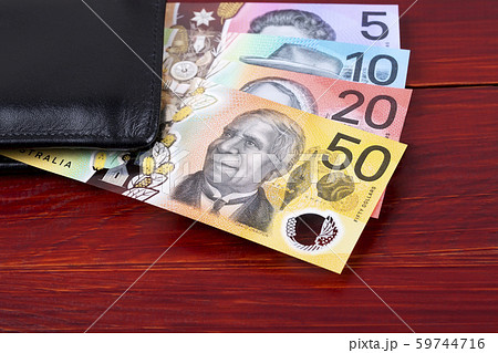 New series of Australian dollars in the black wallet 59744716