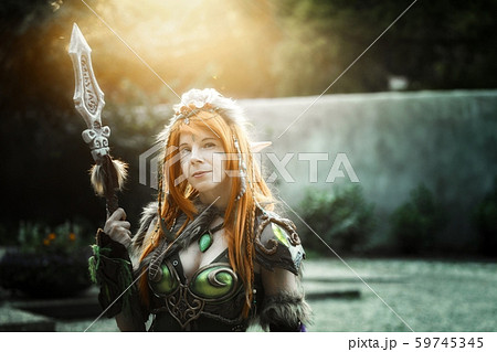 Elven warrior woman in the deep forest Elven warrior woman in the deep forest 59745345