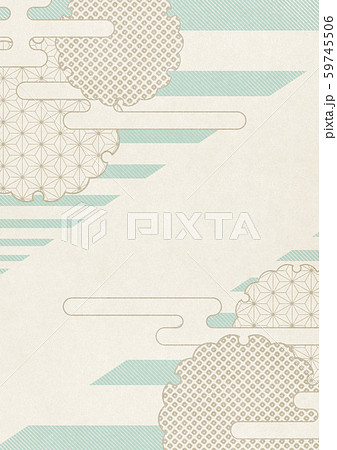 和紙の風合いを感じる日本画 雲 雪輪のイラスト素材