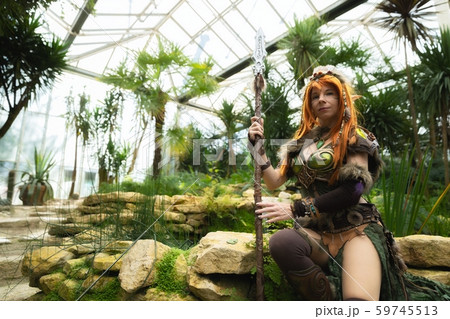 Elven warrior woman in the deep forest Elven warrior woman in the deep forest 59745513