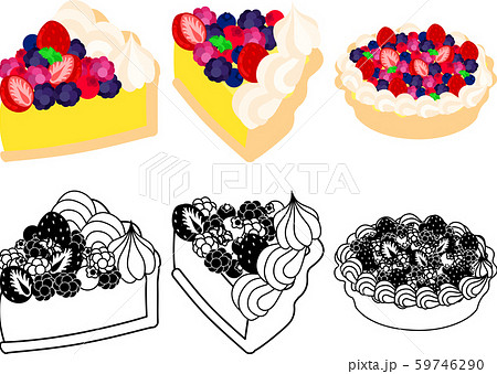 ミックスベリータルトの可愛いアイコンのイラスト素材