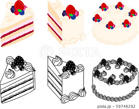 ミックスベリーケーキの可愛いアイコンのイラスト素材