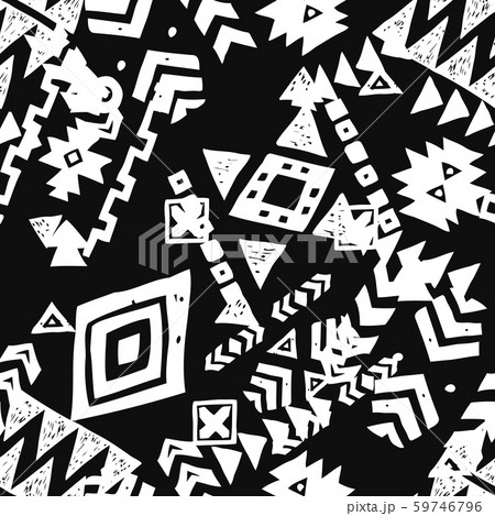 Seamless Ethnic pattern. Tribal vector abstract monochrome background Seamless Ethnic pattern. Tribal vector abstract monochrome background 59746796