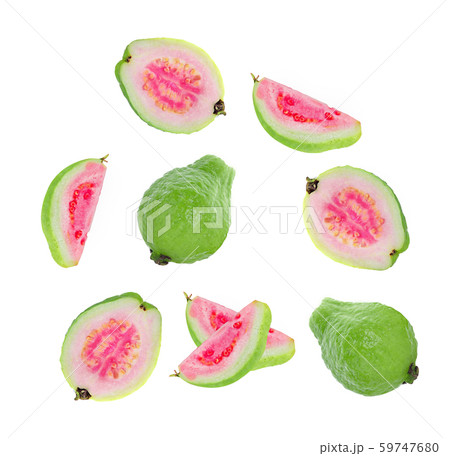pink guava fruit on white background. 59747680