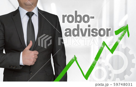 Robo Advisor concept and businessman with thumbs Robo Advisor concept and businessman with thumbs 59748031