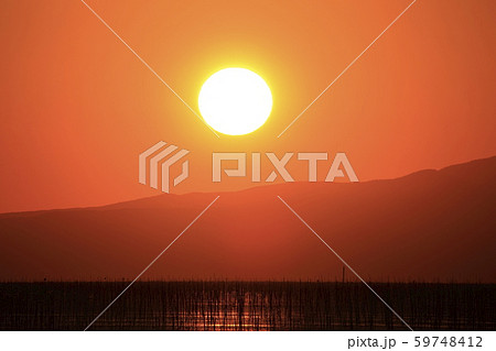 大牟田市　三池港　夕日、 59748412