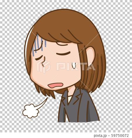 過労　疲れ　ため息　がっかり　落ち込む　心労　ストレス　女性 59750072